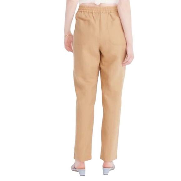 J.Crew Linen Blend Seaside Pants M‎ Almond Biscotti Tapered Drawstring Beach - Picture 7 of 16